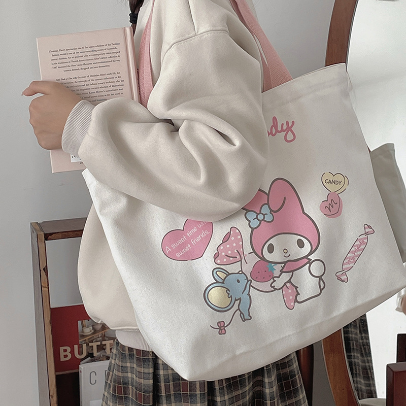Sanrio bolsa de compras lienzo lindo coolomi Yugui perro melodía lindo Lindo bolso de hombro de gran capacidad