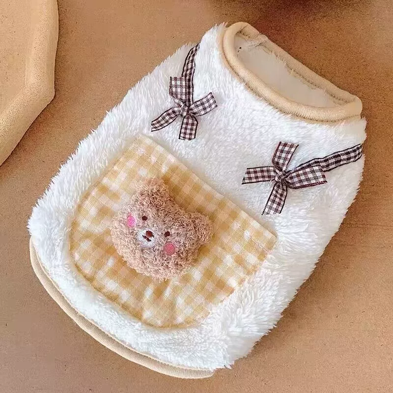 Собака осенняя и зимняя одежда мультфильм бархатная маленькая собачья одежда