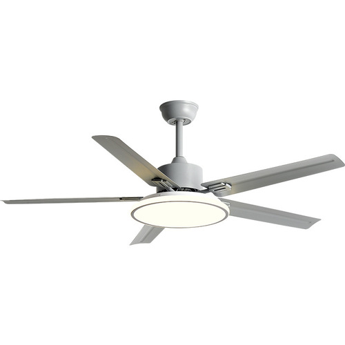 Five-blade stainless steel ceiling fan, modern simple chandelier for living room and restaurant, new household variable frequency silent electric fan lamp