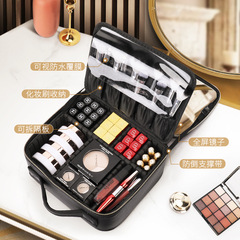 大容量化妝包帶鏡子手提便攜化妝品護膚品收納包可紋繡跟妝包韓版