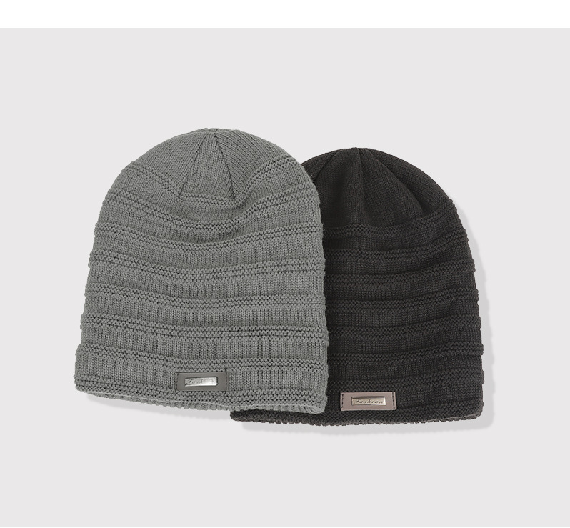 Cappello da uomo in maglia unisex, cappello alla moda con etichetta in ferro, cappello di lana, caldo e antivento, pullover_voghion.com