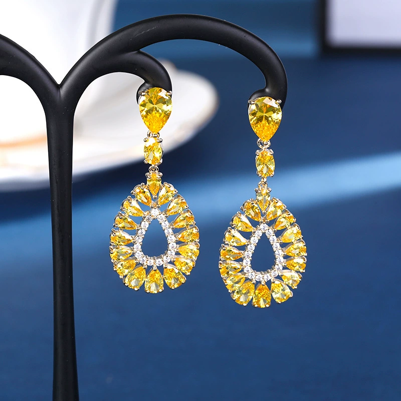 Silver needle, zirconium, серьги, с камнем, серебро 925 образец, стиль высокого качества