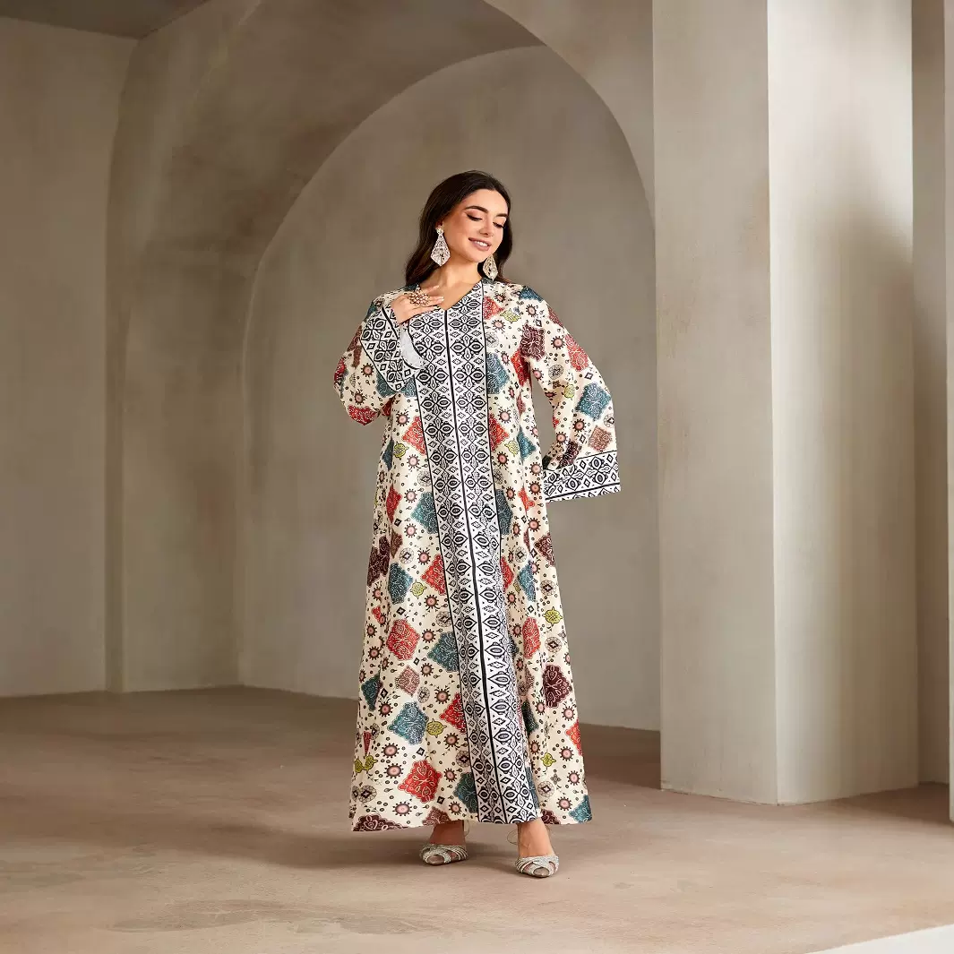 穆斯林中东女装阿巴亚连衣裙沙特迪拜阿拉伯时尚穆斯林长袍女长裙