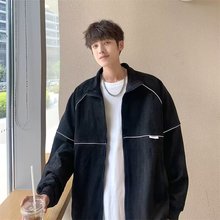 麂皮绒外套男2023秋季新款潮流青少年设计感反光百搭宽松上衣夹克