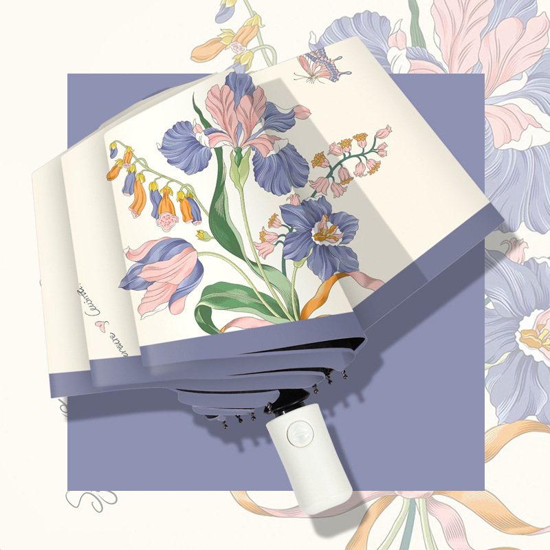 Automatic Umbrella Sun Protection UV Protection Sun Umbrella Sunshade Umbrella Folding Umbrella Small Fresh Black Rubber Sunny Rain Umbrella