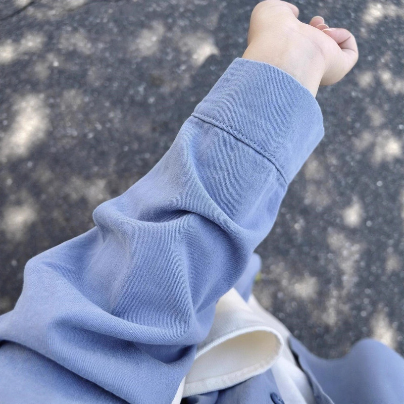 100% Pure Cotton Haze Blue Shirt for Women, Petite Size, 2025 Spring and Autumn Long-Sleeve Shirt, Loose and Versatile Jacket 100% Pure Cotton Haze Blue Shirt for Women, Petite Size, 2025 Spring and Autumn Long-Sleeve Shirt, Loose and Versatile Jacket