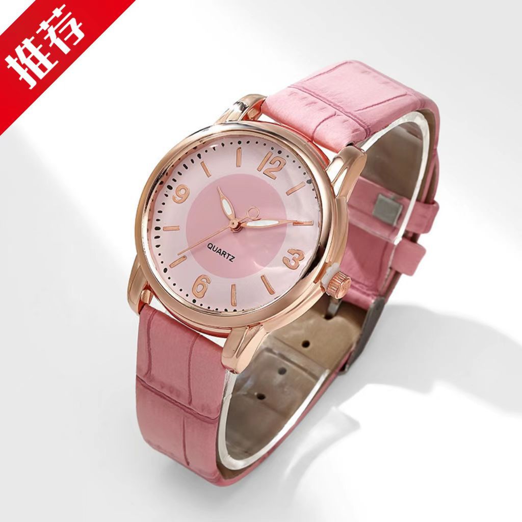 跨境双色表盘女士手表批发合金石英表皮带手表女高级感学生表批发