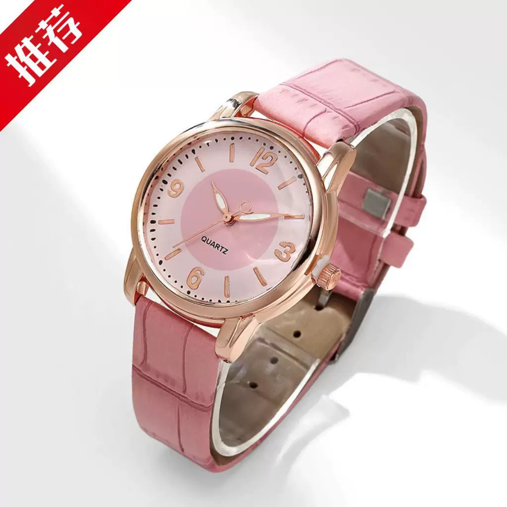 跨境双色表盘手表女高级感女士手表批发合金石英表皮带装饰批发