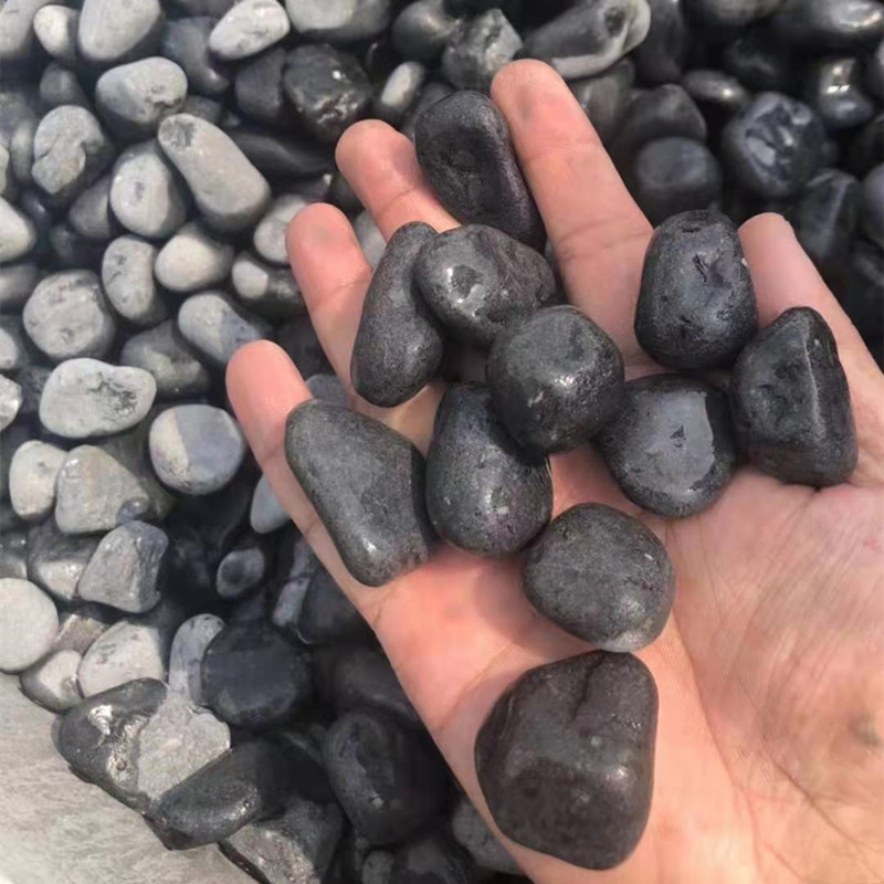 黑色雨花石庭院造景黑色抛光鹅卵石园林景观工程铺路现货批发