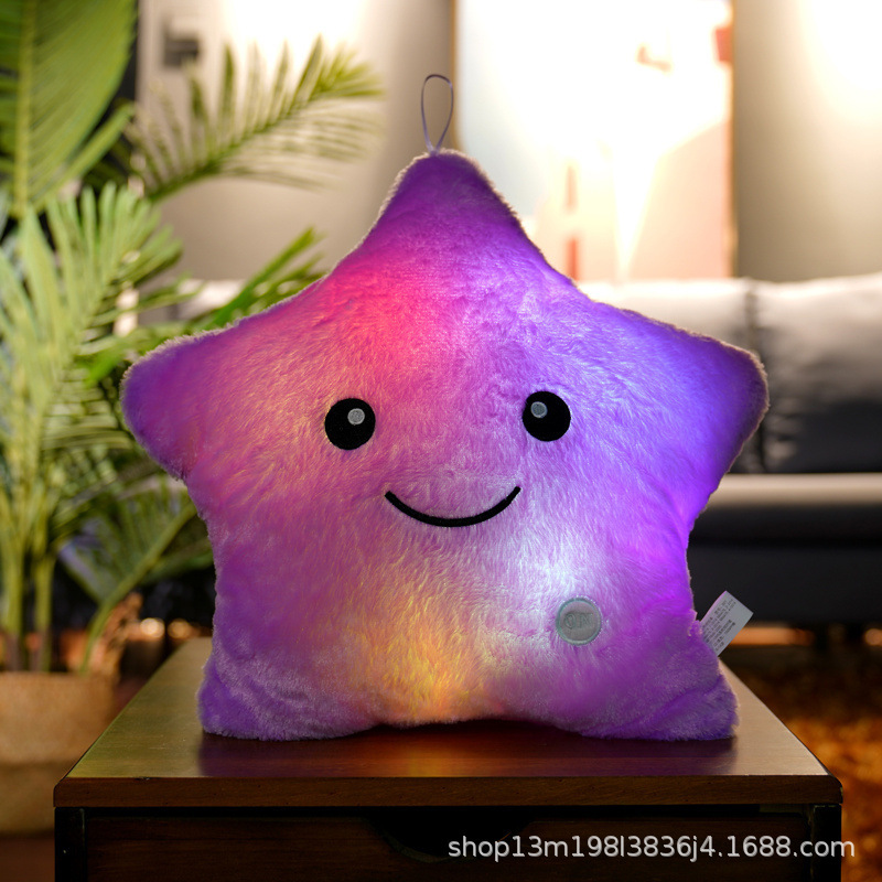 【越境限定価格】クリエイティブ カラフル ウサギ毛 タイダイ 発光五芒星枕 発光枕 五芒星|undefined
