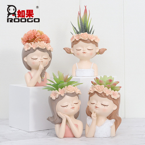 If ins style cute fairy home decoration ornaments cartoon creative desktop succulents potted flower pots