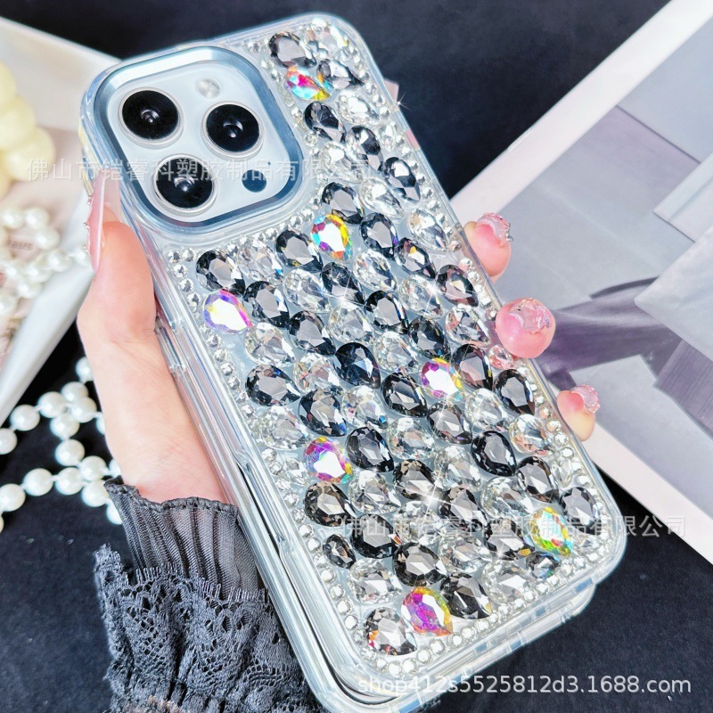满钻适用iPhone16PROMAX手机壳水钻苹果15/14PRO防摔全包11轻奢风|undefined