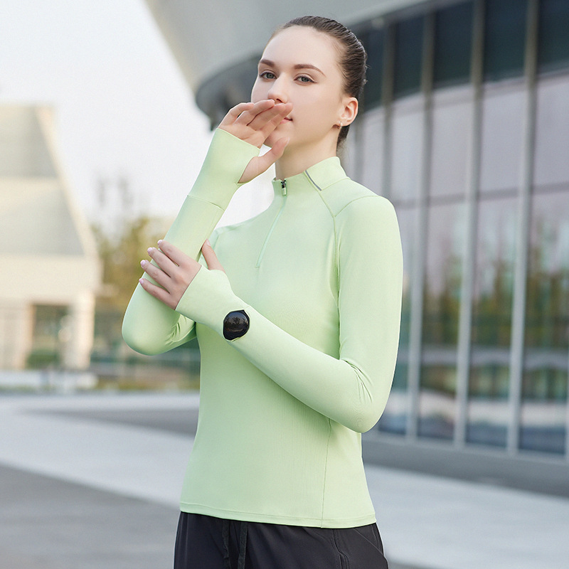 Sports Jacket 2026 Spring Stand Collar Yoga Wear Women's Fitness Training Top Half-Zip Running Long-Sleeve T-Shirt Sports Jacket 2026 Spring Stand Collar Yoga Wear Women's Fitness Training Top Half-Zip Running Long-Sleeve T-Shirt