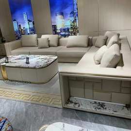 奢华意大利别墅组合沙发套装现代欧洲设计真皮切斯特菲尔德风格床