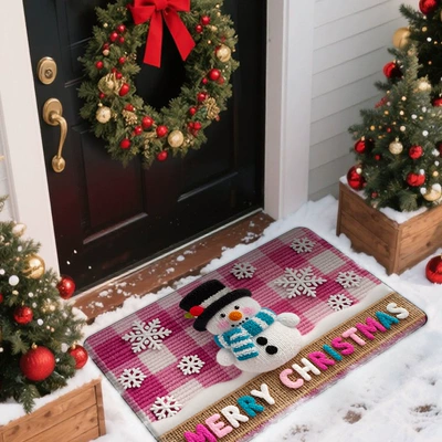 Avtomobil döşəmə paspasları – and Easy to Care for - wool-christmas-series-snowman-4060cm-crystal-velvet