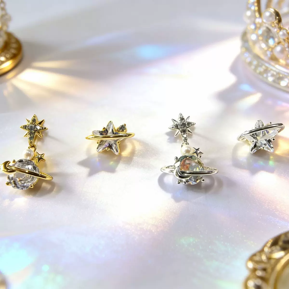 甜美锆石星星耳环轻奢气质高级感耳环森系个性百搭耳饰女小众设计