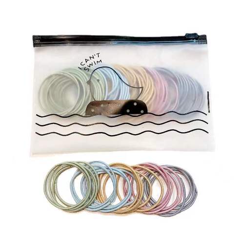 Korean style simple rubber band hair rope for girls to tie their hair with high elasticity mixed color hair accessories zipper bag hair band for girls