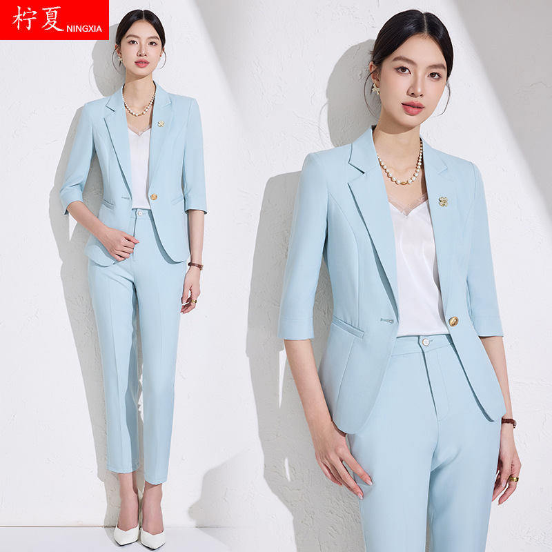 Mid-Sleeve Suit Jacket for Women Summer New Three-Quarter Sleeve Slim Simple Professional Formal Suit Work Clothes