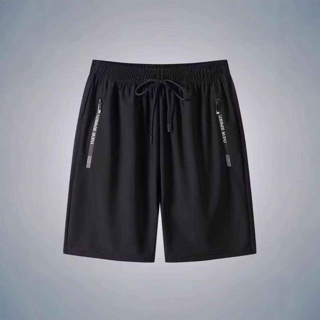 Men's Loose-Fitting Plus-Size Shorts with Pockets and Zipper, Casual Quick-Dry Beach Shorts, High Elasticity, Breathable, Straight-Cut