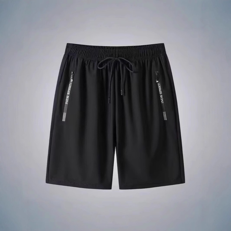 Men's Loose-Fitting Plus-Size Shorts with Pockets and Zipper, Casual Quick-Dry Beach Shorts, High Elasticity, Breathable, Straight-Cut