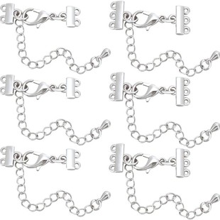 Amazon New Stainless Steel Necklace Stacked Wear Jewelry Buckle diy Flat Porous Coil Lobster Extension Chain