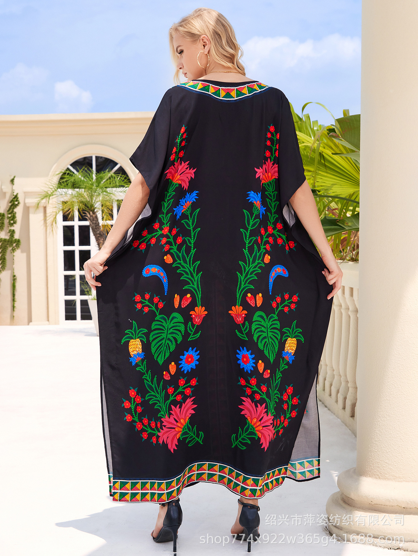 Camisas de playa de algodón impresa bata de vacaciones bikini con trajes de baño camisa buñuelo nuevo 45 - 1