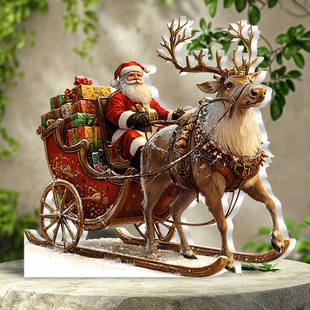 Santa Elk Claus Acrylic Decorations Desktop Decorations Suitable for Bedside and Desk Ornaments