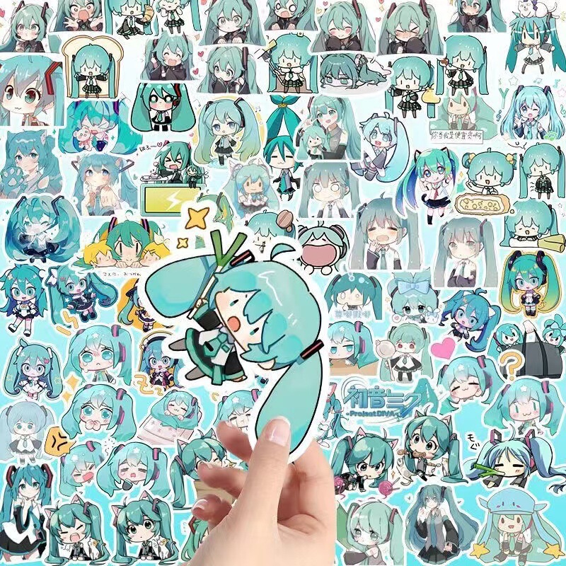 100 Hatsune Miku Anime Stickers Peripheral Decoration Materials for Phones, Planners, Notebooks, Personalized Decoration Q Version