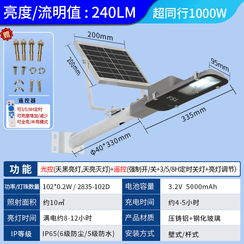 Foshan iluminación nueva luz solar al aire libre luz de patio super brillante iluminación de inducción impermeable rural led farola