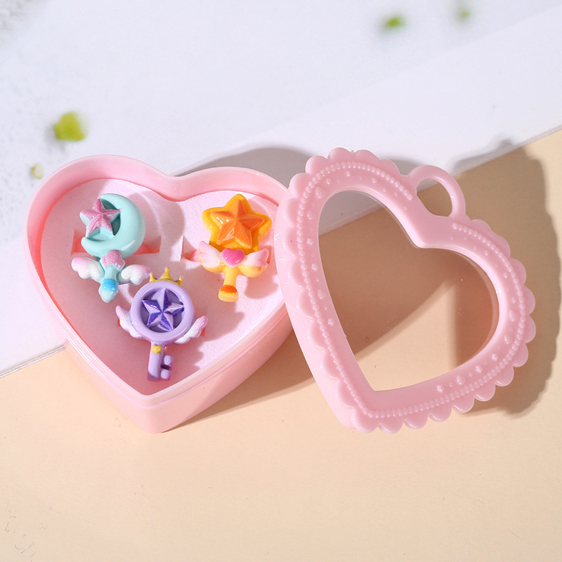 Nuevo anillo para niños sirena anillo para niños una caja de anillos de joyas para niñas juego de juguetes para niñas