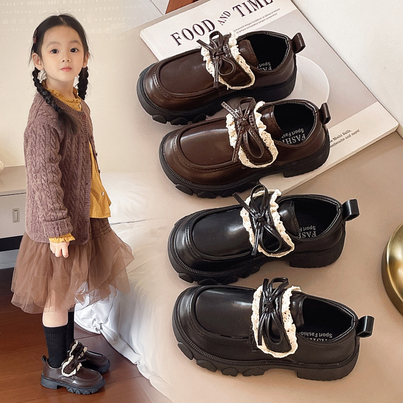 Zapatos de cuero para niñas 2025 otoño nuevo estilo de moda para niños con suela suave zapatos princesa de estilo británico Lefour zapatos para bebés mujeres zapatos