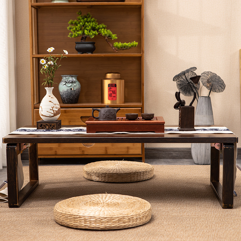 Estilo japonés y sala de mesa y silla combinación madera maciza tatami plegable ventana pequeña mesa de té Zen balcón mesa de té