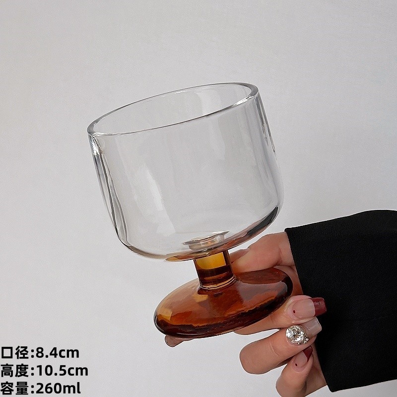 大衆中古杯ブラウン底丸脚低脚杯シャンパンワイングラスコーヒーカップジュースカップ飲料カップ|undefined