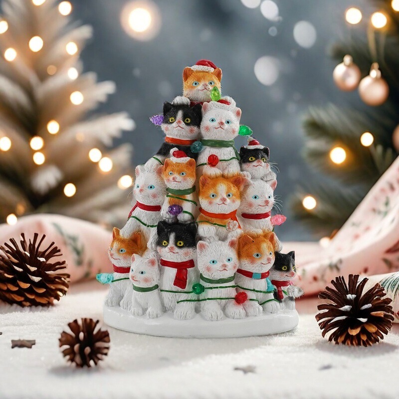 Cross-Border Creative Christmas Cat Decorations Holiday Party Led Light-Up Ornaments Gifts Resin Crafts Cross-Border Creative Christmas Cat Decorations Holiday Party Led Light-Up Ornaments Gifts Resin Crafts
