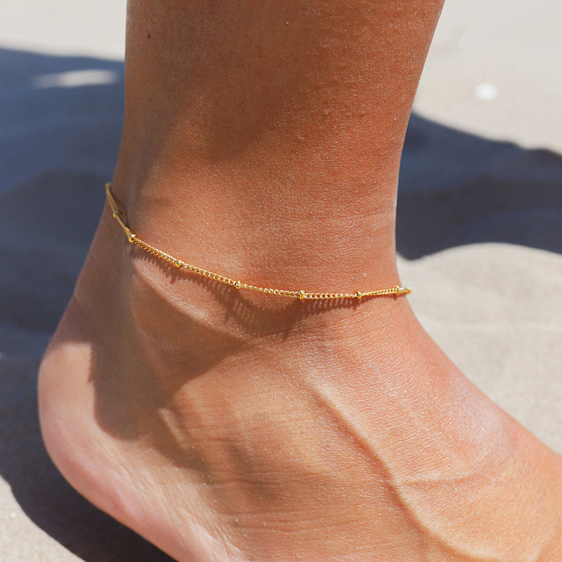 1 Piece Quantity 1 Piece Box Solid Color Foot Anklet 304 Stainless Steel Vacuum Plating 18K Real Gold Plated Women's Unisex Retro Simple Style Anklet