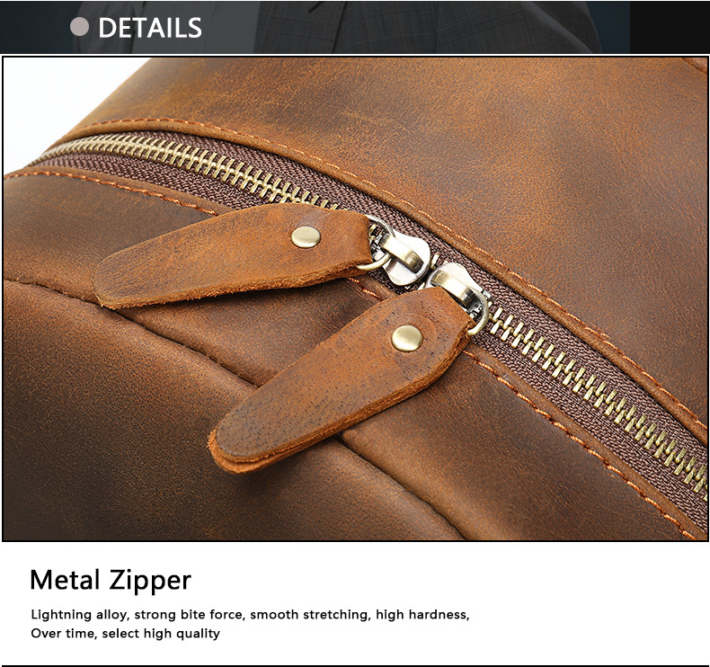 Crazy Horse Leather Men's Backpack Large Capacity Business Travel Bag Stylish Retro Cowhide Handbag_voghion.com