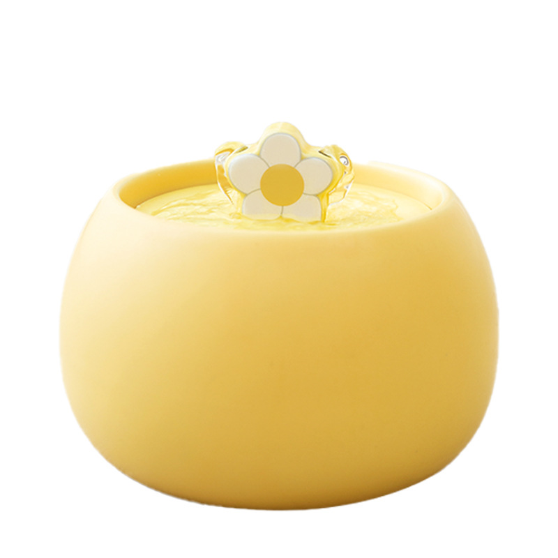 Dispensador de cerámica de flor pequeña de color crema para gatos de gran capacidad Dispensador de agua de circulación eléctrica para perros Productos para mascotas