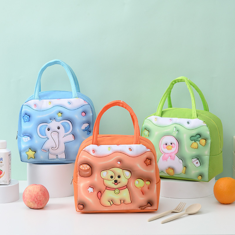 3D Cartoon Insulation Bag Children's Portable Insulation Bag Oxford Cloth Lunch Bag Cute Lunch Bag Student Lunch Box Bag