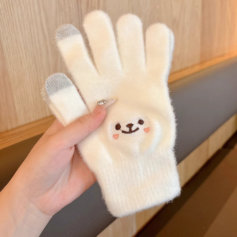 Niños guantes de punto dedos niños niñas bebés guantes de calentamiento de cinco dedos niños invierno