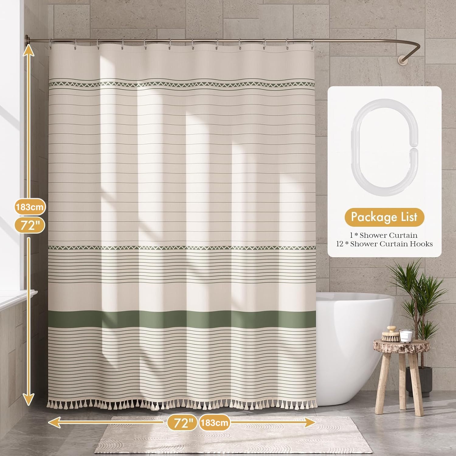 Cortina de ducha de lino jacquard Amazon, impermeable y antimoho, cortina divisoria para baño, cortina de tela impermeable, venta al por mayor