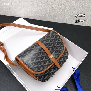 New Goyard Goya Saddle Bag Dog Tooth Small Square Bag Single Shoulder Crossbody Bag Fashionable and Easiest for Match Unisex Print