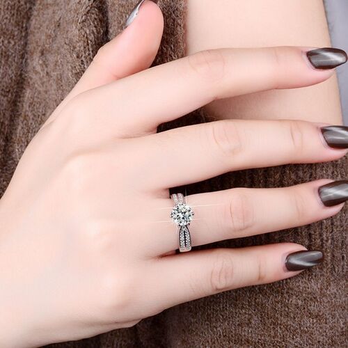 Starlight Queen Double-Row Moissanite Wedding Ring for Women, Full of Stars, Pt950, 3-Carat, Cross-Border Wholesale for Foreign Trade