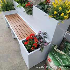 户外铁艺坐凳花箱组合阳台镀锌钢花槽庭院隔断可组合花坛花盆