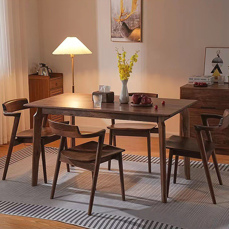 北美黑胡桃木餐桌椅实木简约餐椅书桌椅家用新中式靠背餐椅茶椅