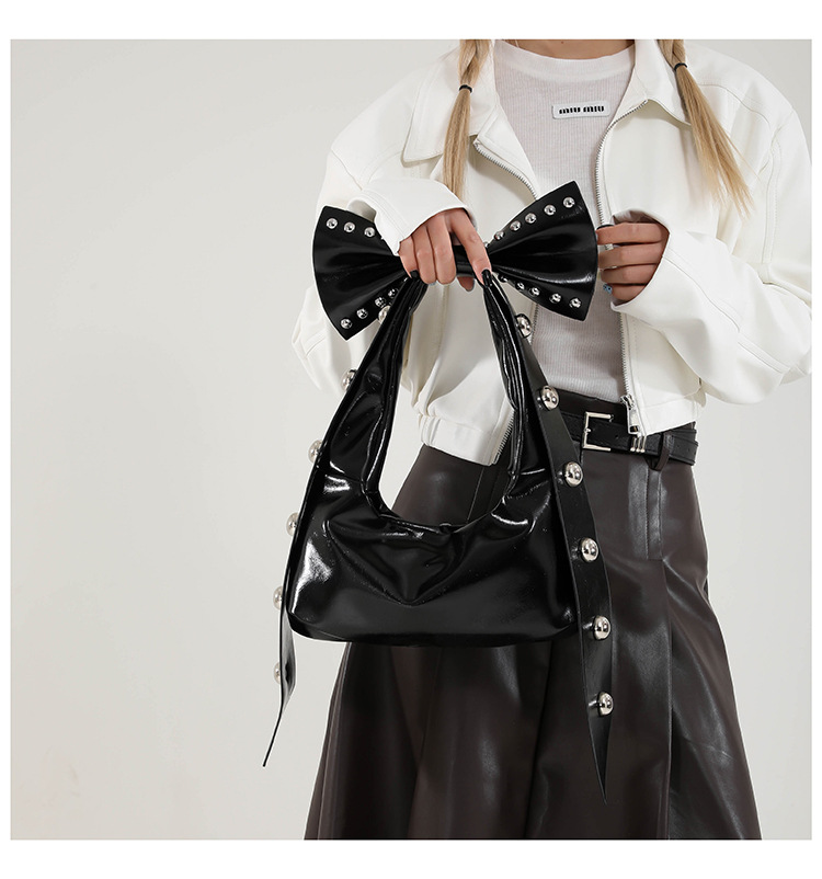 302g Weight Polyester Lining Material Zipper Closure Type Single Shoulder Strap Strap Type Shoulder Bag Bags Type Casual, Daily, Shopping Occasion Pu Leather Material Solid Color, Bow Knot Pattern All Seasons Season Women's Gender Streetwear Style Dumpling Shape Shape Women's Pu Leather Solid Color Bow Knot Streetwear Dumpling Shape Zipper Shoulder Bag 21