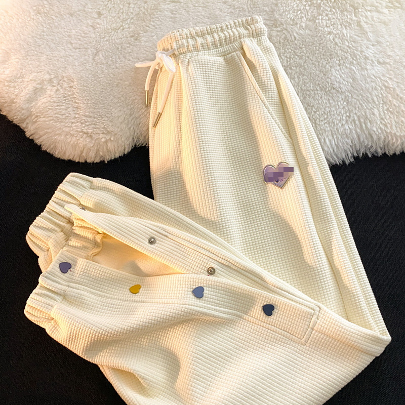 Neresum cream waffle pants drape sweatpa...