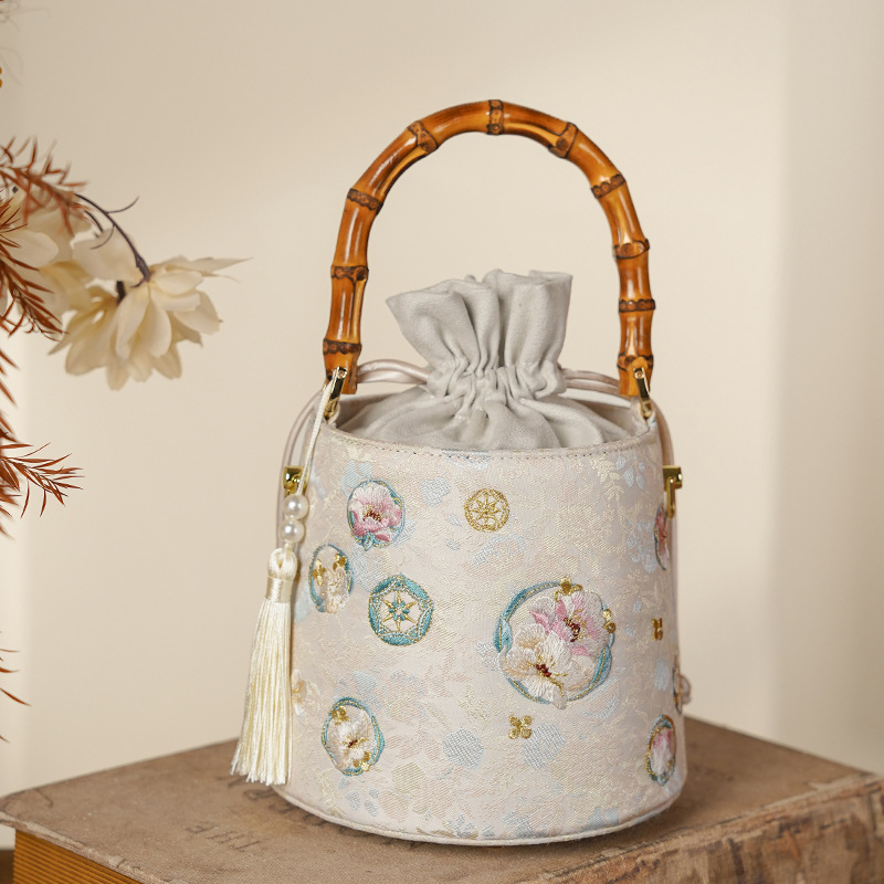 Ruyi Ball Embroidered Handbag - Ancient Style Qipao Banquet Bag - High-Precision Embroidery Mini Bucket Bag - Thumbnail 7