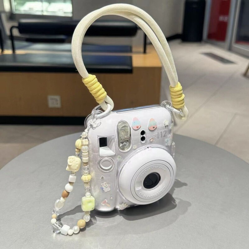 [Mini12 Transparent Case] Instax Crystal Case Polaroid Hard Shell Camera Protective Case Shell Chain Trendy