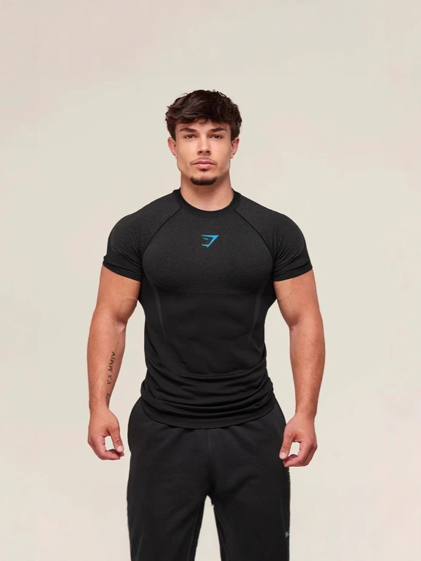GYMSHARK フィットネストップスメンズカジュアルランニング速乾通気性タイツ半袖 Tシャツメンズマッスルシャーク|undefined