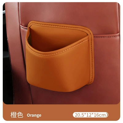 universal car seat back: Car cup holder/beverage holder - leather-cup-holder-orange-large-size